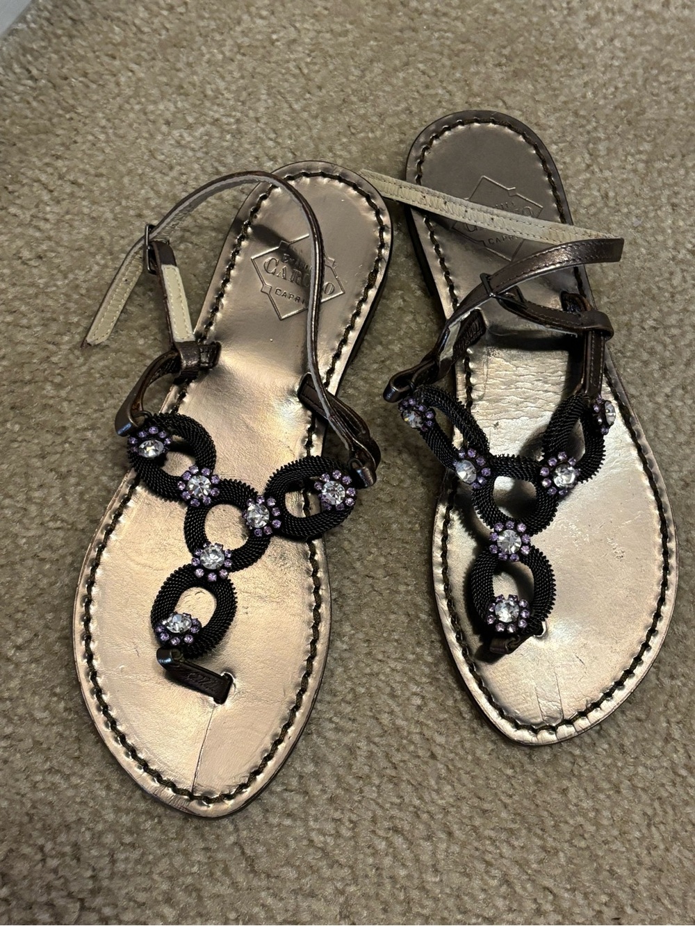 Copper T-Strap Sandals